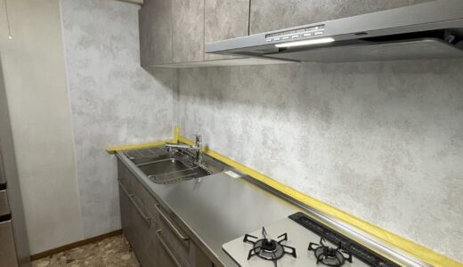 ステンレス天板とロッシュグレーで整えたキッチン